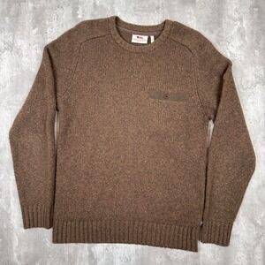 Fjallraven Jumper Mens Small Brown Lada Round Neck Sweater Wool Sweatshirt Knit